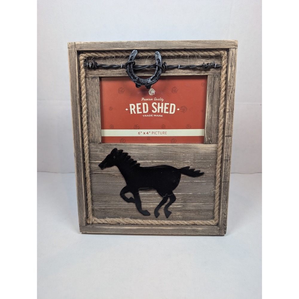 Red Shed 4x6 Rustic Western Horse Picture Frame Horseshoe Rope Tractor Supply